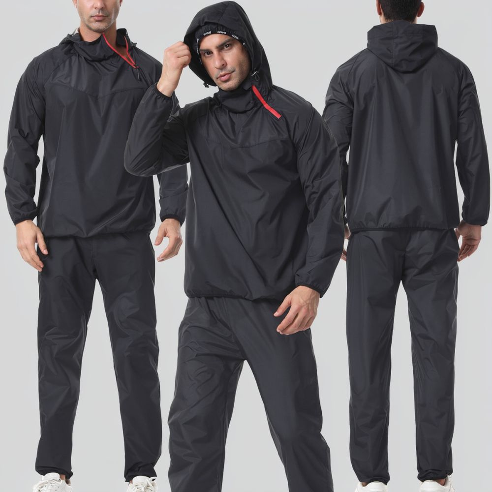 Running Gear Quick Dry - Mens Sweat Sauna Suit Hooded Long